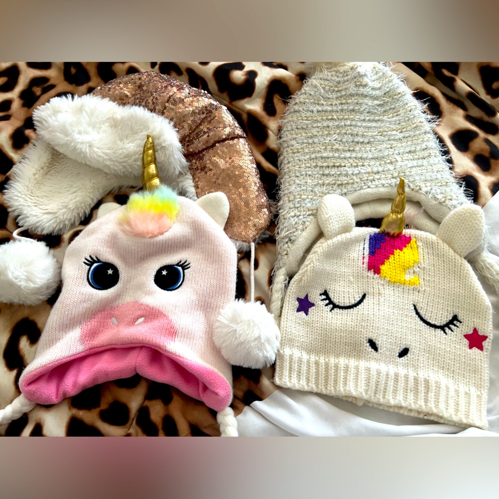 Toddler girls set of 4 winter hats variety